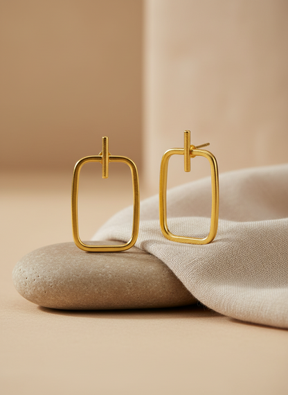 Svarnima Golden Rectangle 18K Gold-Plated brass earrings