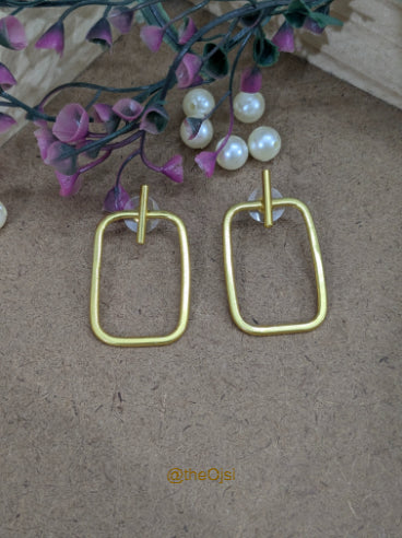 Golden Rectangle Drops brass earrings