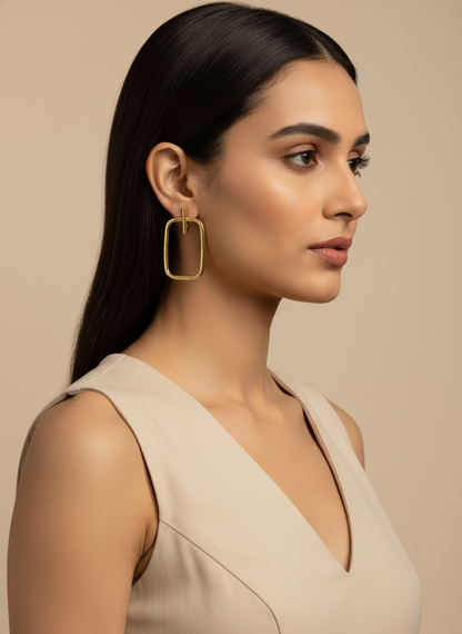 Svarnima Golden Rectangle 18K Gold-Plated brass earrings