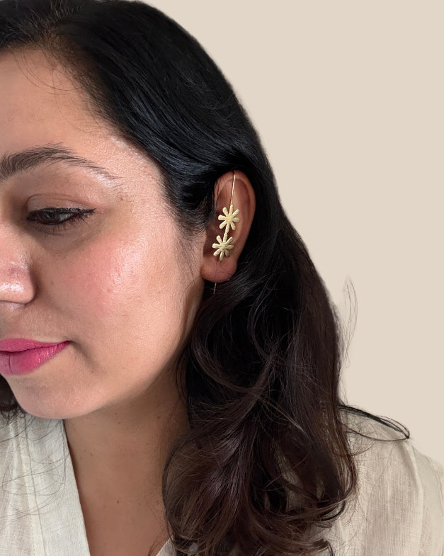 Vana Floral 18K Gold-Plated Brass Ear cuffs