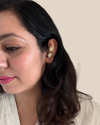 Vana Floral 18K Gold-Plated Brass Ear cuffs