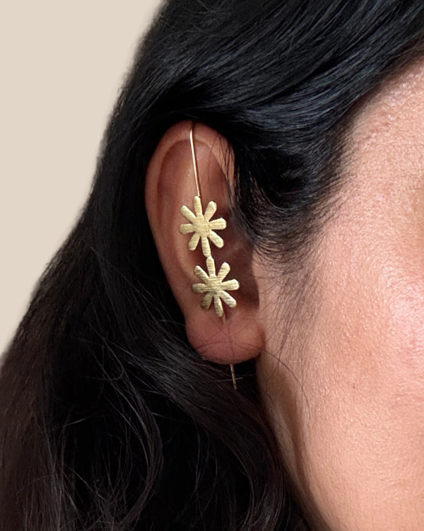 Vana Floral 18K Gold-Plated Brass Ear cuffs
