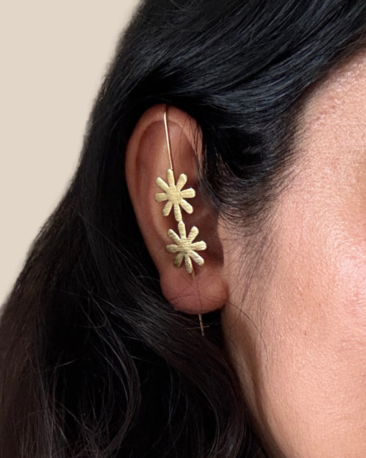 Vana Floral 18K Gold-Plated Brass Ear cuffs